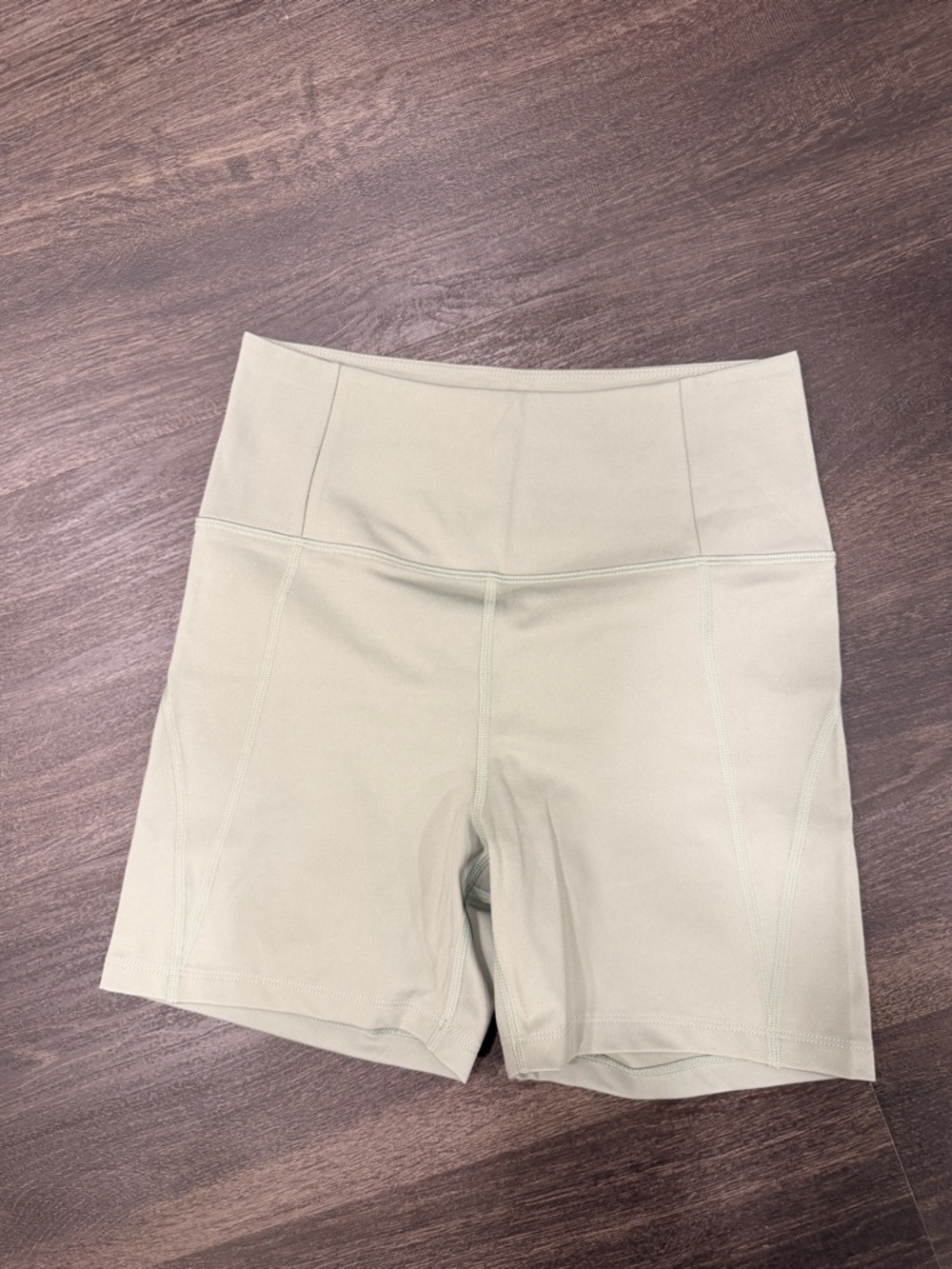 girlfriend collective High-Waist Bike Shorts in sage green